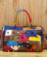 Boutique Polychrome Calf Leather patchwork Tote Handbag